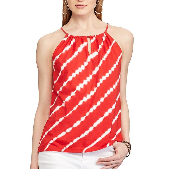 Women's Chaps Tie-dye Halter Top, Size: Medium, Red