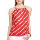 Women's Chaps Tie-dye Halter Top, Size: Medium, Red