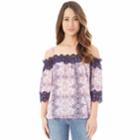 Juniors' Iz Byer Crochet Off-the-shoulder Top, Teens, Size: Small, Multi Geo