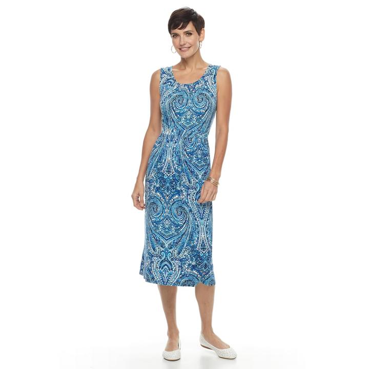 Women's Croft & Barrow&reg; Shirred Tank Midi Dress, Size: Xl, Blue (navy)