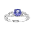 Tanzanite And 1/10 Carat T.w. Diamond Engagement Ring In 10k White Gold, Women's, Size: 5, Purple