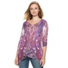 Women's World Unity Shark-bite Printed Tunic, Size: Xl, Purple