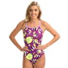 Women's Dolfin Uglies V-2 Printed One-piece Swimsuit, Size: 40 Comp, Brt Purple