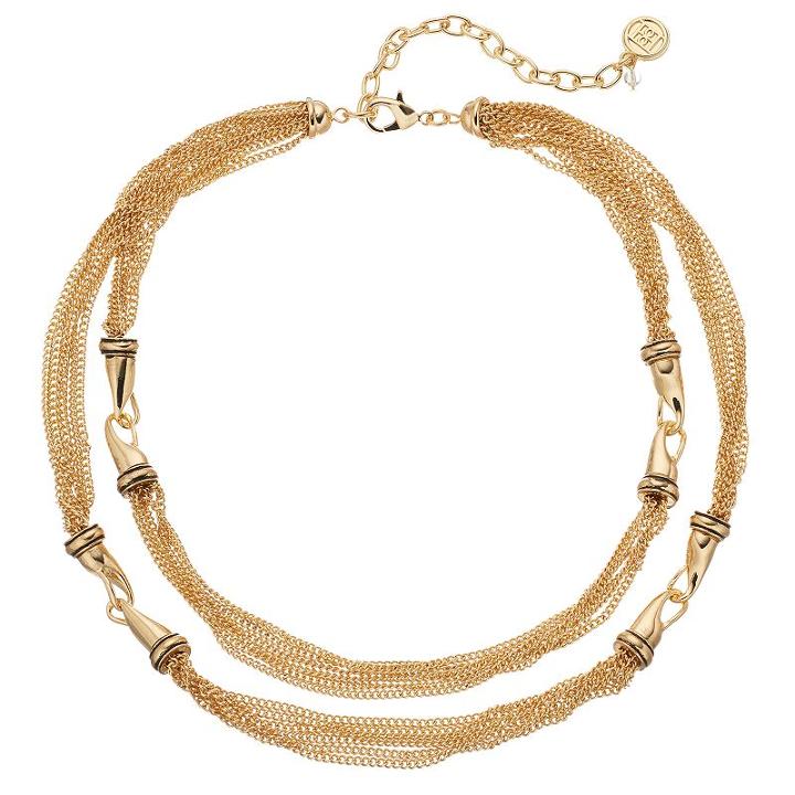 Dana Buchman Chain Link Double Strand Station Necklace, Women's, Gold