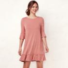 Women's Lc Lauren Conrad Ruffled T-shirt Dress, Size: Xxl, Med Pink