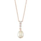 Lily & Lace 14k Rose Gold Plated Freshwater Cultured Pearl & Cubic Zirconia Drop Pendant, Women's, Size: 18, White