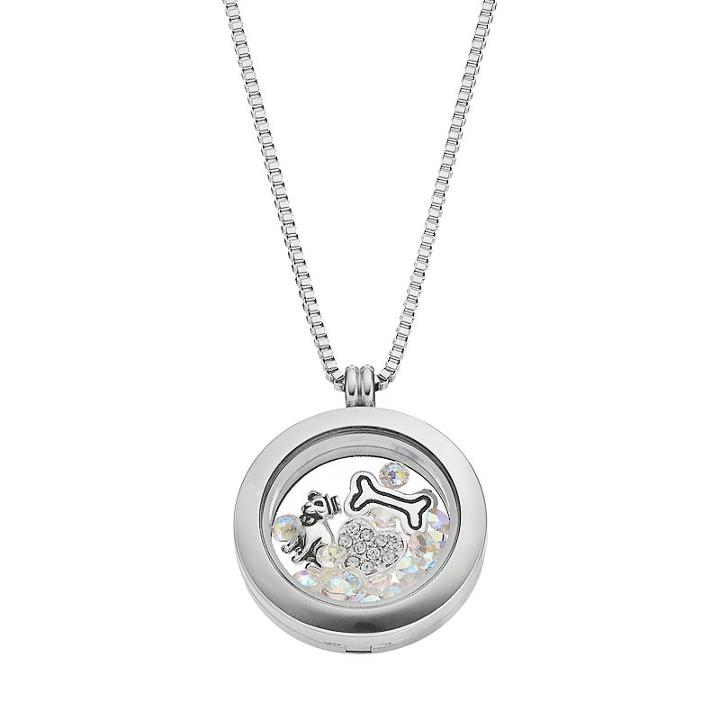 Blue La Rue Stainless Steel 1-in. Round Dog Charm Locket, Women's, Size: 24, Silver