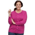 Plus Size Croft & Barrow&reg; Essential Cardigan Sweater, Women's, Size: 4xl, Med Pink