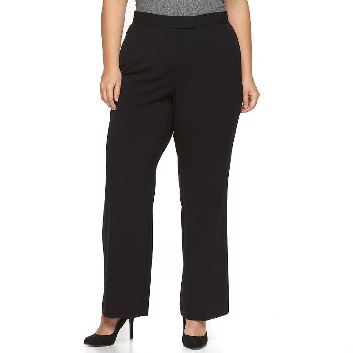 Plus Size Napa Valley Comfort Waist Slimming Straight-leg Dress Pants, Women's, Size: 22 - Regular, Black