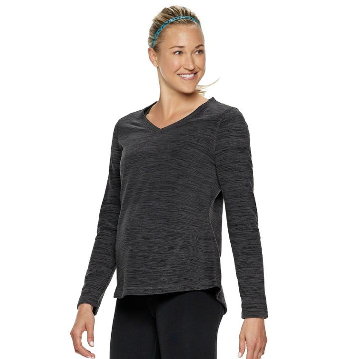 Women's Tek Gear&reg; Long Sleeve Microfleece Top, Size: Xl, Black