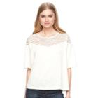 Women's Apt. 9&reg; Textured Crochet Tee, Size: Large, White