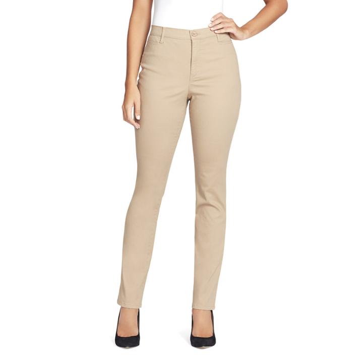 Women's Gloria Vanderbilt Amanda Modern Tapered Twill Pants, Size: 10, Beig/green (beig/khaki)
