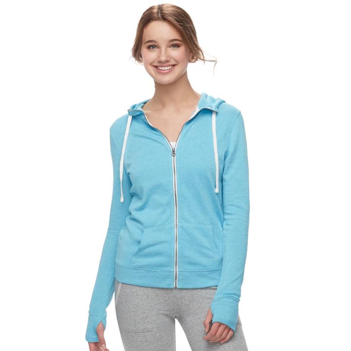 Juniors' So&reg; Perfectly Soft Striped Sleeve Hoodie, Teens, Size: Small, Turquoise/blue (turq/aqua)