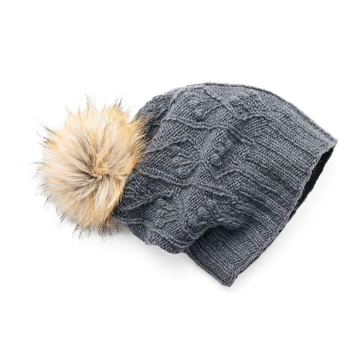 Women's Sijjl Cable-knit Slouchy Wool Beanie, Grey
