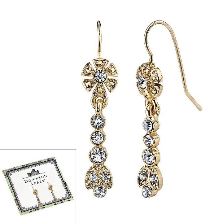 Downton Abbey Flower Linear Drop Earrings, Women's, White