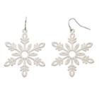 Glittery Snowflake Drop Earrings, Women's, White
