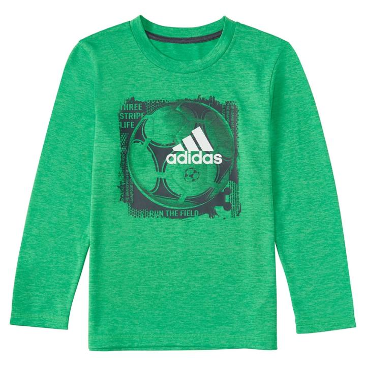 Boys 4-7x Adidas Climalite Three Stripe Life Run The Court Basketball Graphic Tee, Size: 6, Brt Green