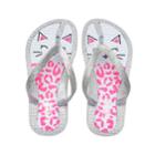 Girls 4-16 Kitty Cat Glitter Thong Flip Flop Sandals, Size: 10/11, Grey