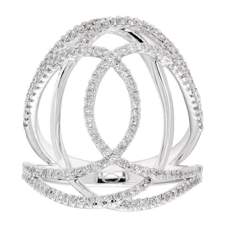 10k White Gold 3/8 Carat T.w. Diamond Freeform Ring, Women's, Size: 7