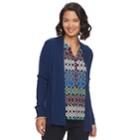 Women's Dana Buchman Ribbed Open-front Cardigan, Size: Small, Blue (navy)
