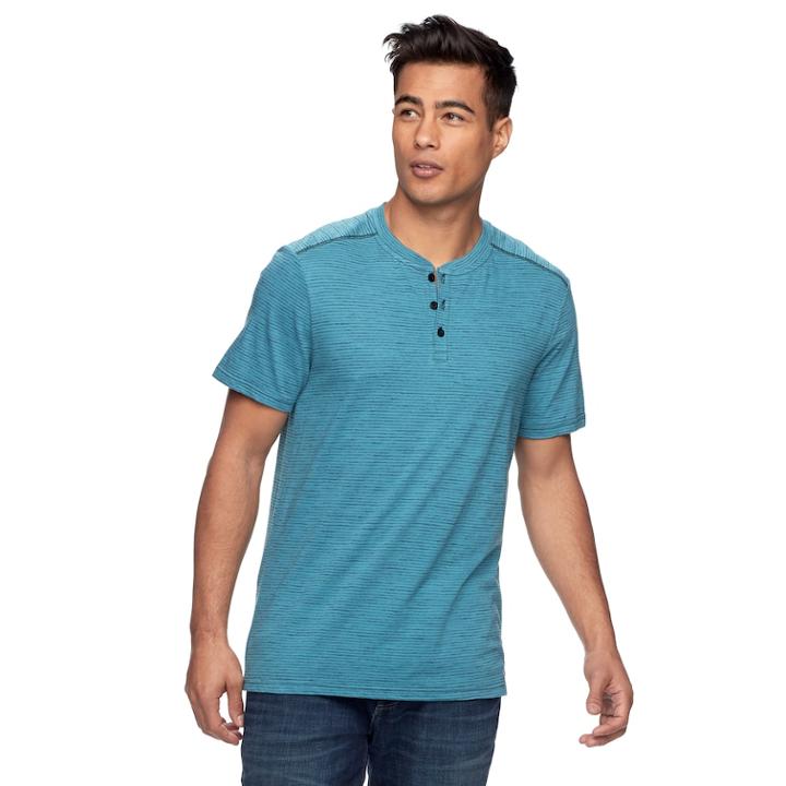 Men's Rock & Republic Layered-collar Henley, Size: Small, Turquoise/blue (turq/aqua)