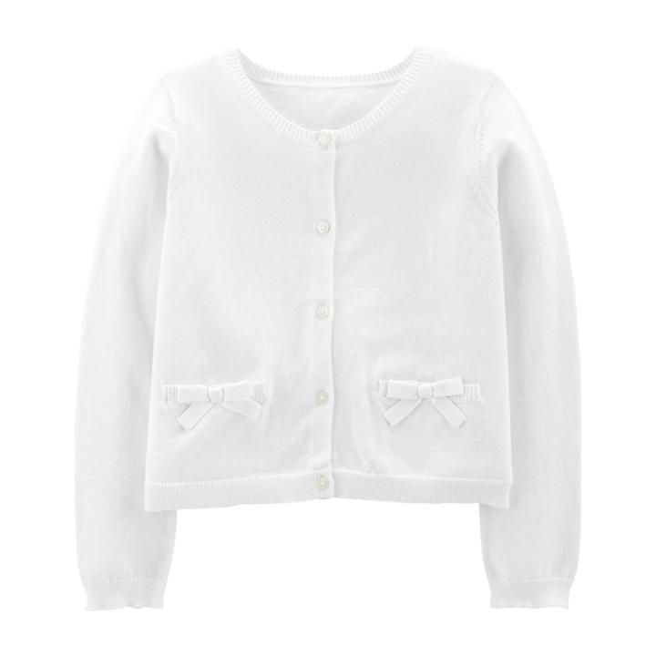 Girls 4-7 Carter's Bow Cardigan Sweater, Size: 6-6x, White