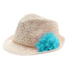Girls 4-16 Crochet Fedora, Dark Blue