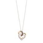 10k Gold 1/5 Carat T.w. Brown & White Diamond Double Heart Pendant, Women's, Size: 18