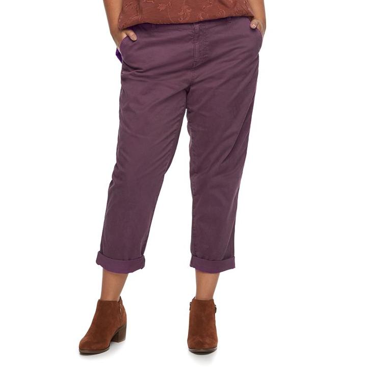 Plus Size Sonoma Goods For Life&trade; Flex Waistband Chino Capris, Women's, Size: 16 W, Drk Purple