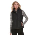 Women's Weathercast Quilted Faux-fur Lined Vest, Size: Small, Black