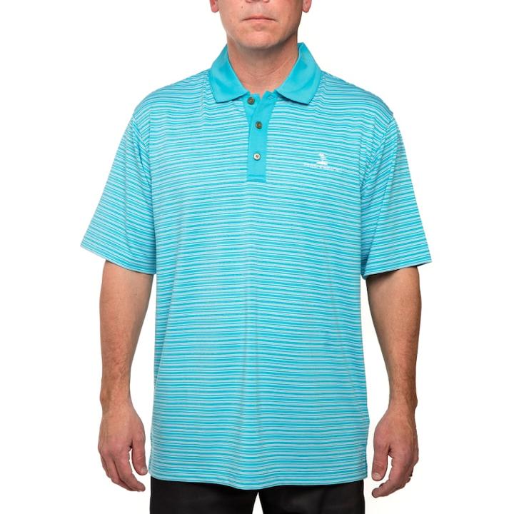 Men's Pebble Beach Classic-fit Striped Performance Golf Polo, Size: Xl, Turquoise/blue (turq/aqua)