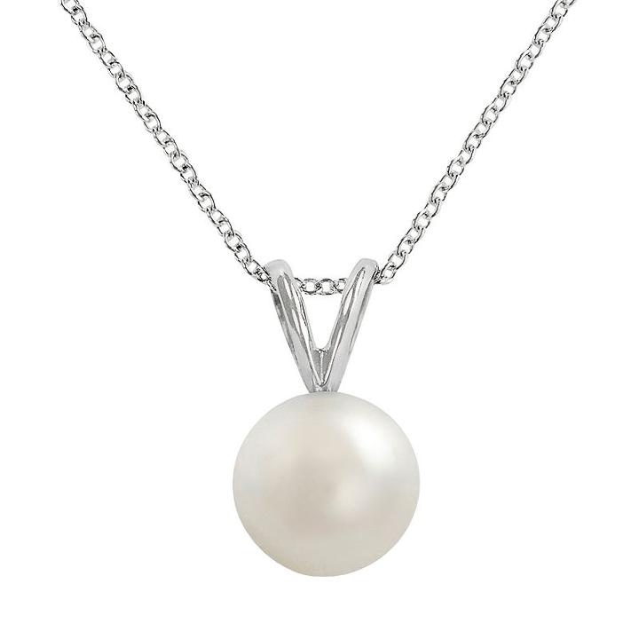 18k White Gold Aaa Akoya Cultured Pearl Pendant, Women's, Size: 16