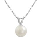 18k White Gold Aaa Akoya Cultured Pearl Pendant, Women's, Size: 16