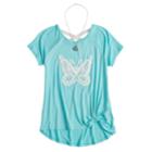Girls 7-16 Sugar Rush Front Tie Crocheted Top With Necklace, Size: Large, Brt Green