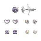 Lc Lauren Conrad Purple Heart & Halo Stud Earring Set, Women's, Multicolor
