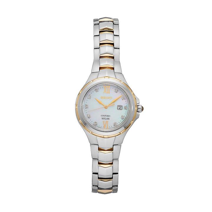 Seiko Women's Coutura Diamond Stainless Steel Solar Watch, Multicolor