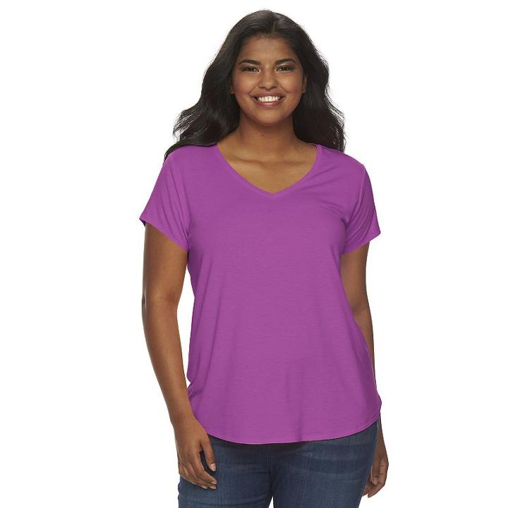 Juniors' Plus Size So&reg; Short Sleeve V-neck Tee, Girl's, Size: 2xl, Med Pink