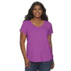Juniors' Plus Size So&reg; Short Sleeve V-neck Tee, Girl's, Size: 2xl, Med Pink