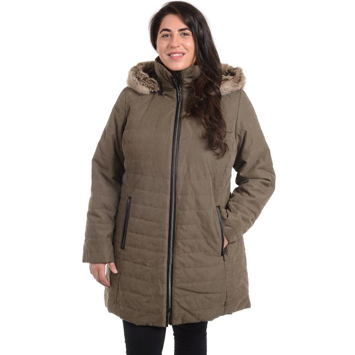 Plus Size Fleet Street Hooded Faux-fur Microfiber Jacket, Women's, Size: 1xl, Dark Green