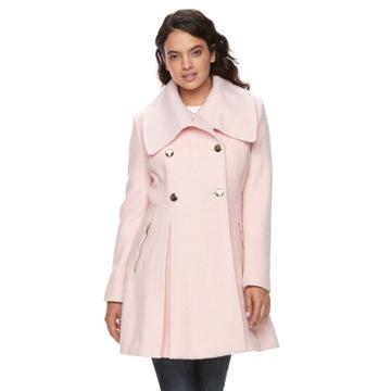 Women's Lnr Fashion Styles Wool Blend Fit & Flare Jacket, Size: Small, Med Pink