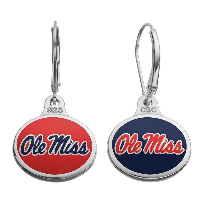Fiora Ole Miss Rebels Sterling Silver Team Logo Drop Earrings, Girl's, Multicolor