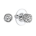 1928 Simulated Crystal Round Stud Earrings, Women's, White