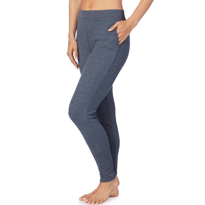 Women's Cuddl Duds Strecth Waffle Thermal Leggings, Size: Medium, Brown Over