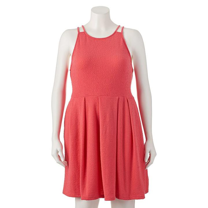 Juniors' Plus Size So&reg; Textured Skater Dress, Girl's, Size: 1xl, Pink