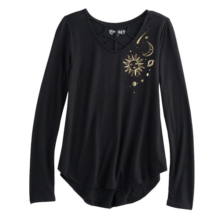 Girls 7-16 Mudd&reg; Cage Tee, Size: 14, Black