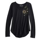 Girls 7-16 Mudd&reg; Cage Tee, Size: 14, Black