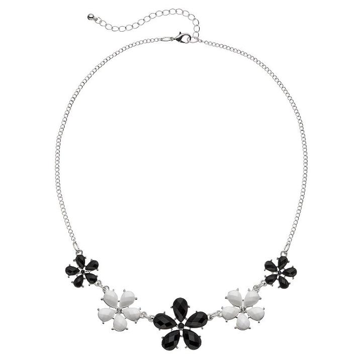 Mudd&reg; Black & White Flower Necklace, Women's, Size: 18