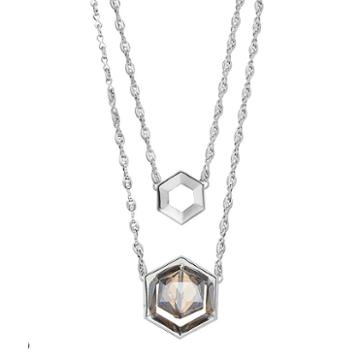 Coco Lane Multistrand Hexagon Necklace, Women's, Size: 18, Black