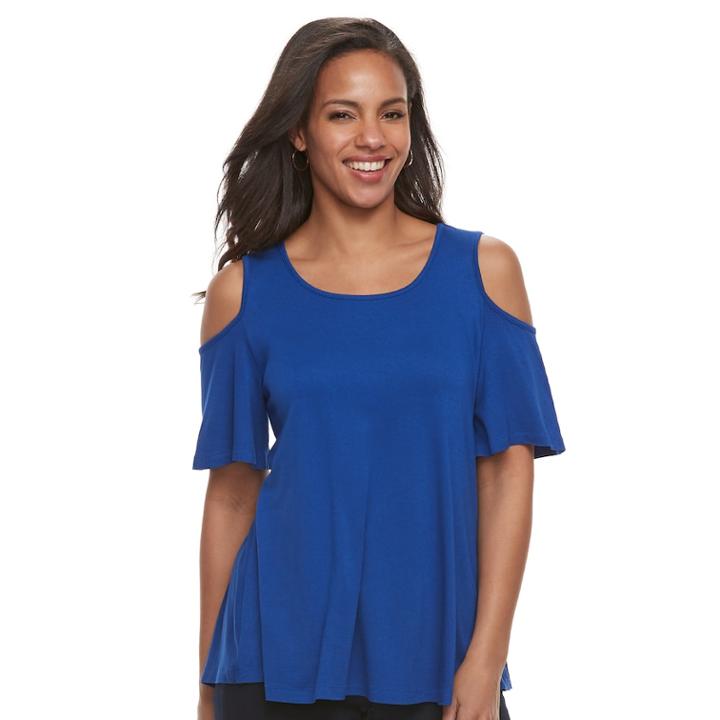 Women's Elle&trade; Cold-shoulder Top, Size: Xl, Blue