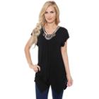 Women's White Mark Embellished Handkerchief Tee, Size: Small, Black
